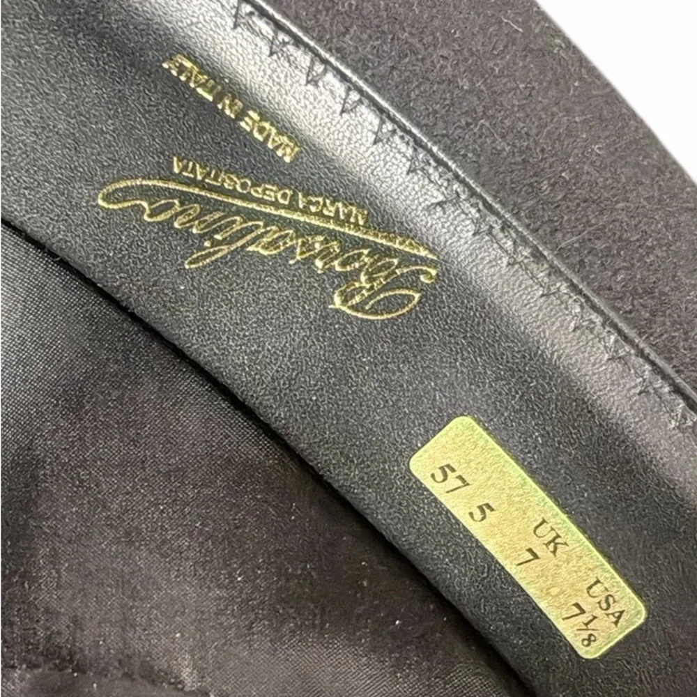 Borsalino Alessandria Wide Brim Fedora Black Shaved Fur Felt Hat 7 1/8
